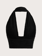ICON Solid Backless Crop Halter Top